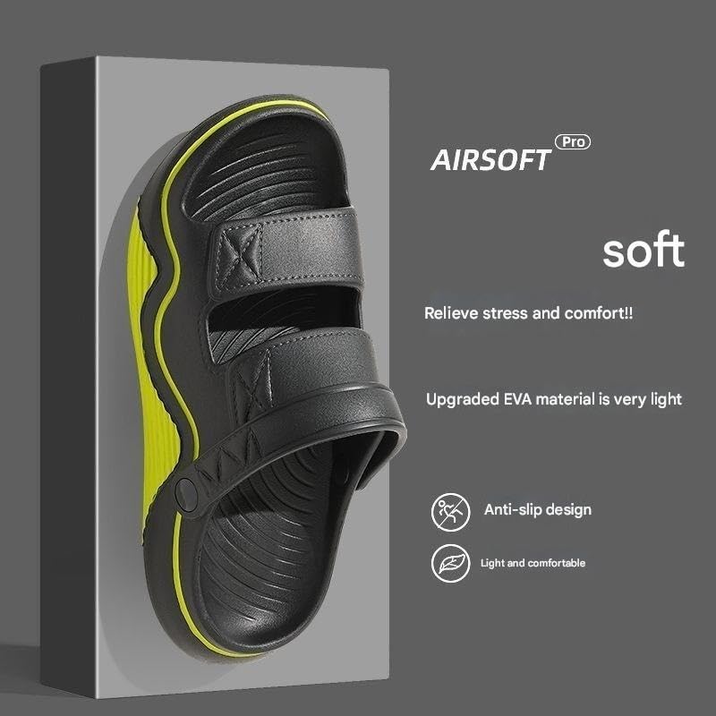 Men’s Summer Sandals – Thick Sole Outdoor Beach Slide Shoes – Breathable Dual-Use Sandals for Driving & Casual Wear(Gray,26-26.5cm)4