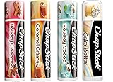 Chapstick Limited Edition Holiday 2017 Set of 4 - Caramel Crme, Holiday Cinnamon & Holiday Cocoa + Bonus Fan Favorite Chapstick in Cake Batter