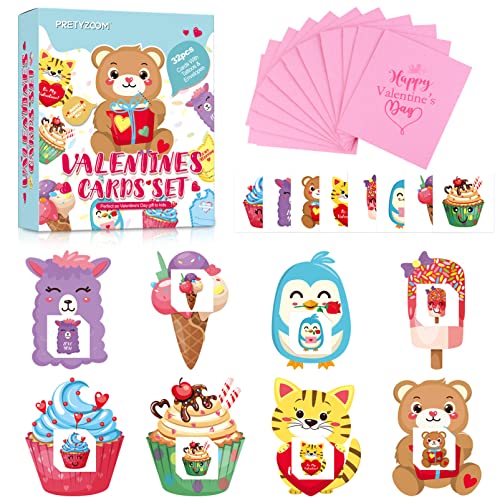 PRETYZOOM 96pcs Valentines Day Temporary Tattoos for Kids, Valentines Day Cards with Envelopes Valentines Heart Tattoo Sticker Classmates Valentine Exchange Gifts School Teachers Prizes