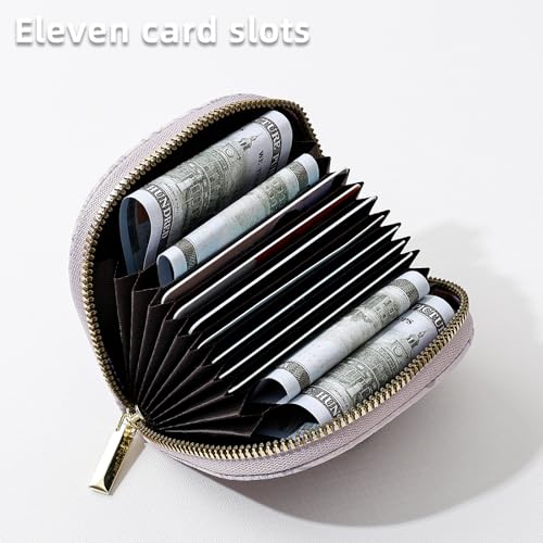 Credit Card Holder, Coquette Wallet for Women, Cute PU Leather Ladies Teen Girls Female Cardholder Wallets, Accordion Purse, Aesthetic Print Butterfly Design Zipper Around (Purple)4