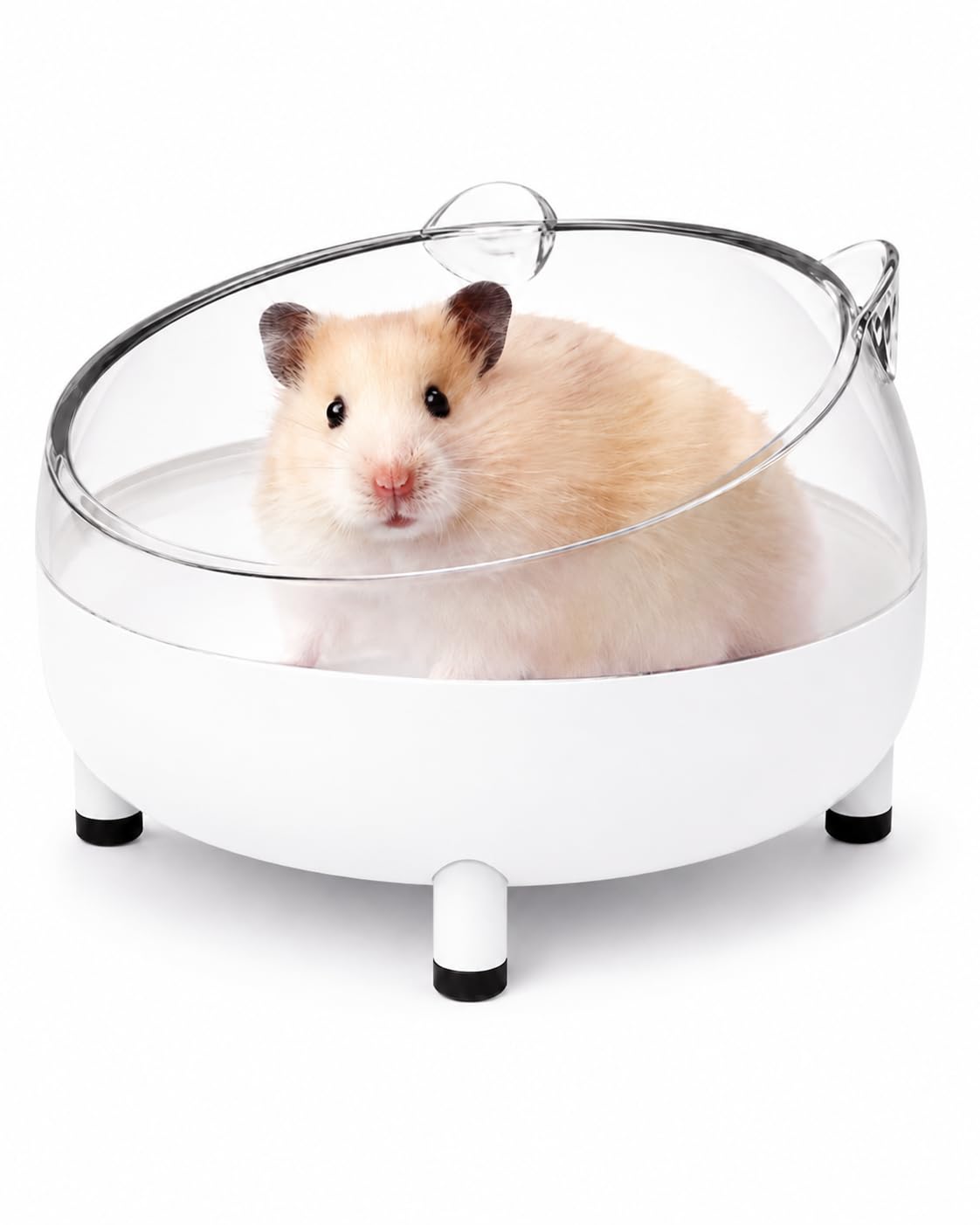 Photo 1 of Meow&Woof Hamster Sand Bath Container, Large Sandbox Toilet Gerbil Batheoom, Tiny Chinchilla Dust Bathtub Sand Bath Box for Hamster Cage Accessories 5.2 Inch-White
