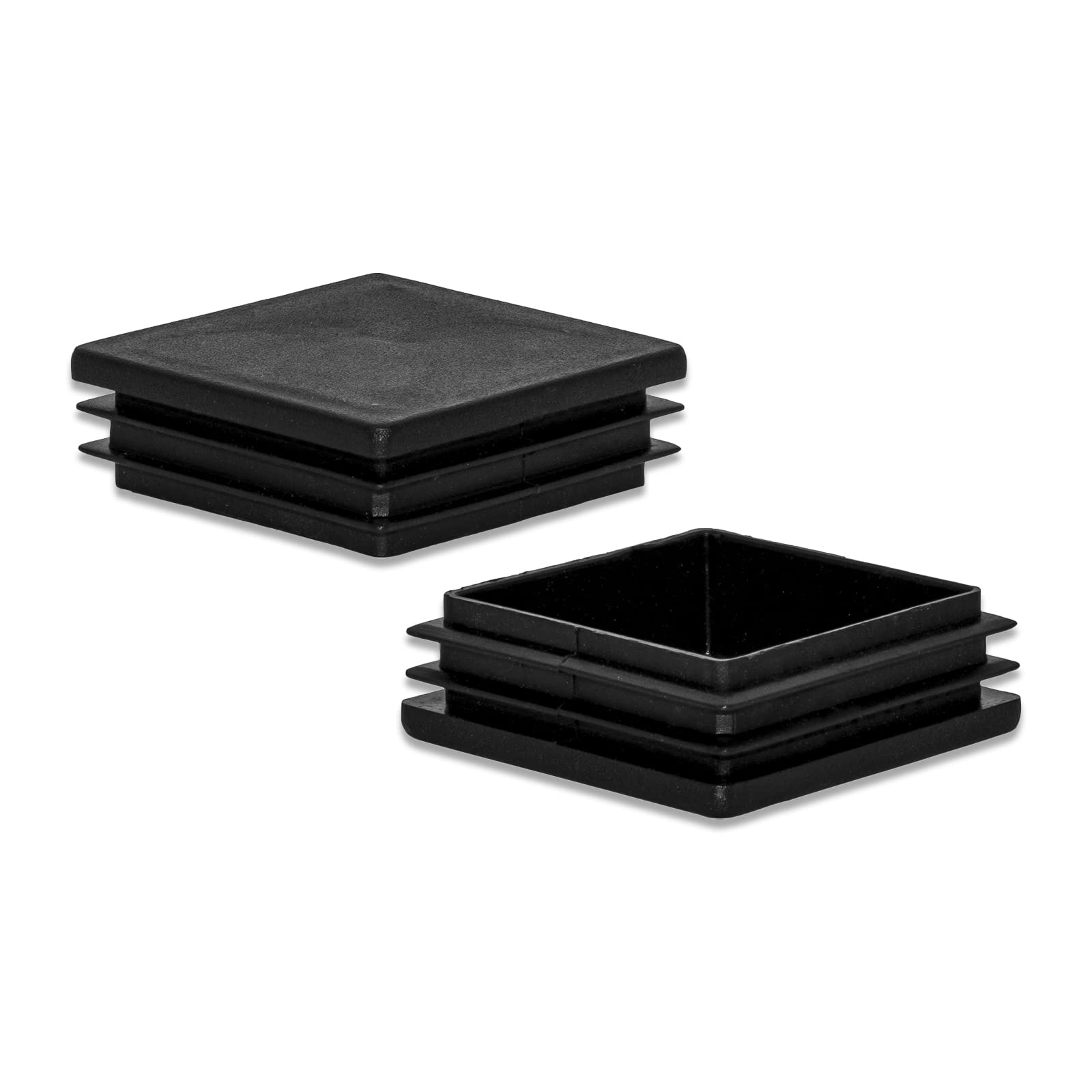 Flyshop 50 x 50 mm Black Plastic Square Tubing End Caps, 8 Pack