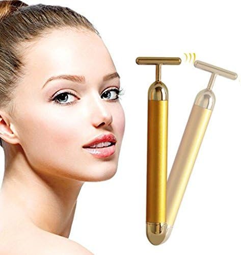24K Gold T-Shape Facial Massager Bar Skincare Electric Massager Bar Eyebag Remover