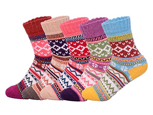Cimary Femme super épais souple confortable Crew Socks laine épaisse d'hiver 5-pack Mix Colors taille ideal EU35-40 Cover