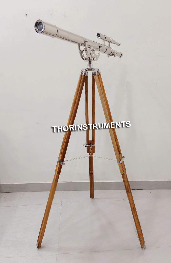 Chrome Double Barrel Brass Tripod Stand Telescope Adriana Harbor Master RESTRO Telescope Rustic Vintage Home Decor Gifts