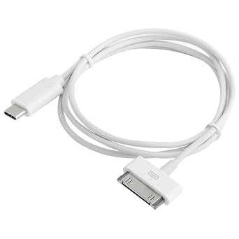 KabelDirekt 30-Pin to USB C Adapter Cable for iPhone 4S/4/3G/3/1, iPad 3/2/1, iPod 3 3ft Male to Male, White (Next-Generation Data/Charging Cable from USB-C to Dock Connector)