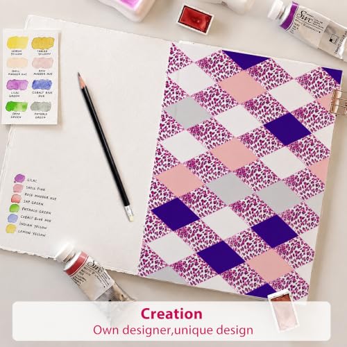Image of Softan Geometric Argyle Leopard Print Full Sheet Set, Patterned Microfiber Bed Fitted Sheets with 15 inch Deep Pocket & Non-Slip Corner Straps, Pink Purple Modern Aesthetic Double Sheets & Pillowcase Set