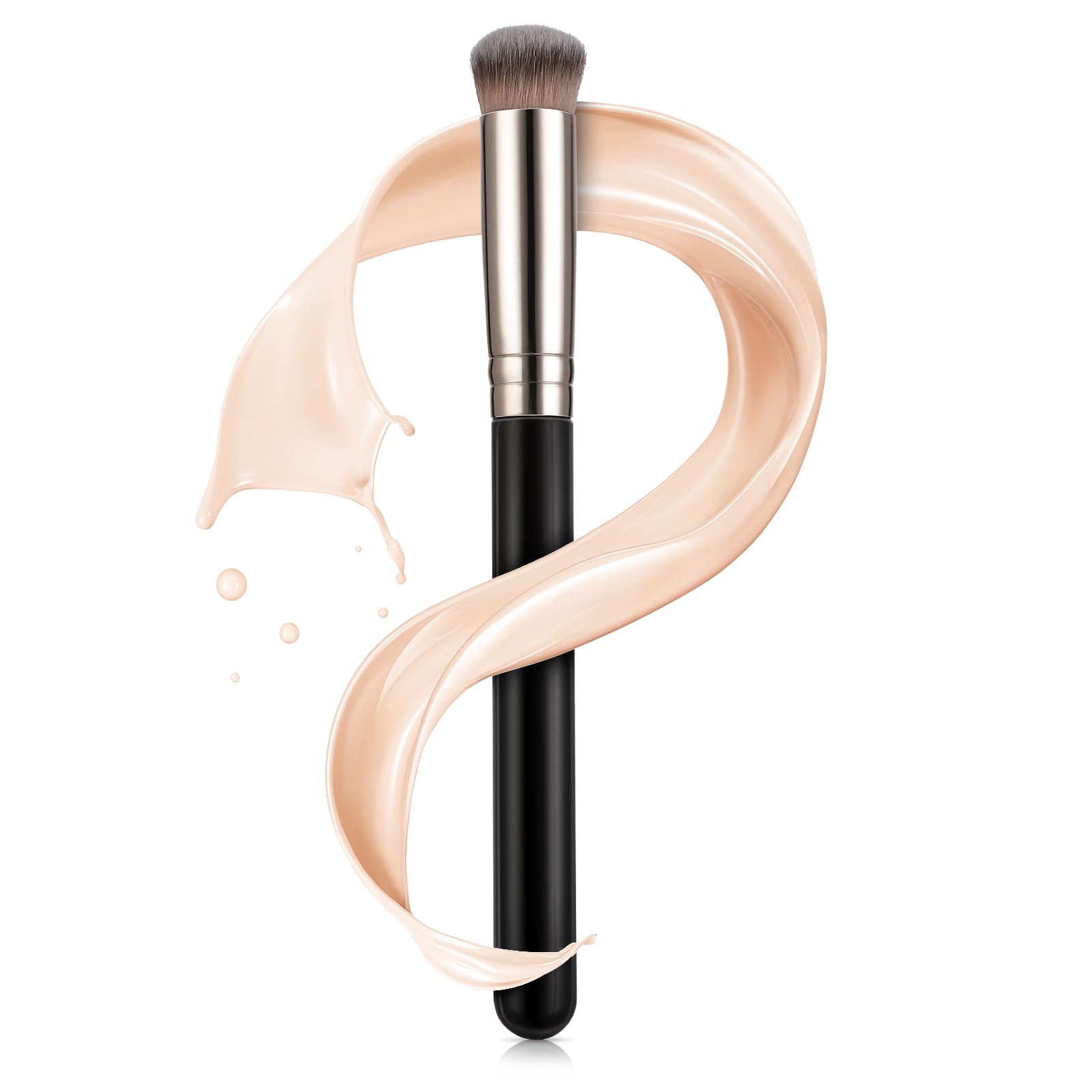 WLLHYF Brocha correctora, brocha para base de ojos, mini ángulo plano Kabuki, brocha para contorno de nariz, polvo mineral de mezcla líquida, herramientas de maquillaje (14 x 145 mm, largo)