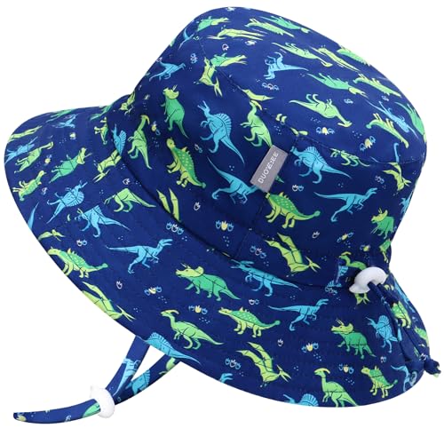 Image of FUOITA UPF 50+ Baby Sun Hat Baby Bucket Hat with Strings Summer Sun Protection Infant Sun Hat Toddler Beach Hat for Kid