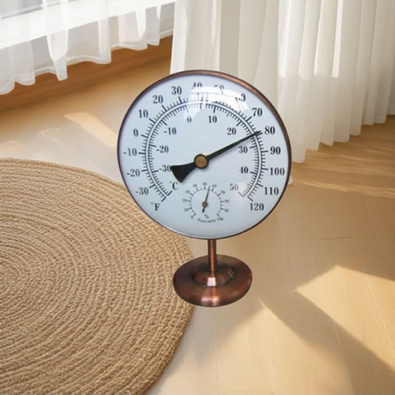 10CM Desktop Copper Household Office Humidity Temperature Meter