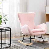 DNAKE Modern Nursery Rocking Chair,Padded Seat with High Backrest for Baby Nursery Rocking Kids and
