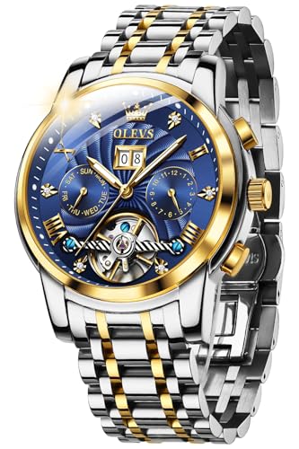 OLEVS Automatic Gold Watches for Men Luxury Classic Stainless Steel Calendar Luminous Waterproof Watches for Men