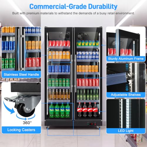 Image of 27.19cu.ft Commercial Beverage Refrigerator, Double Glass Door