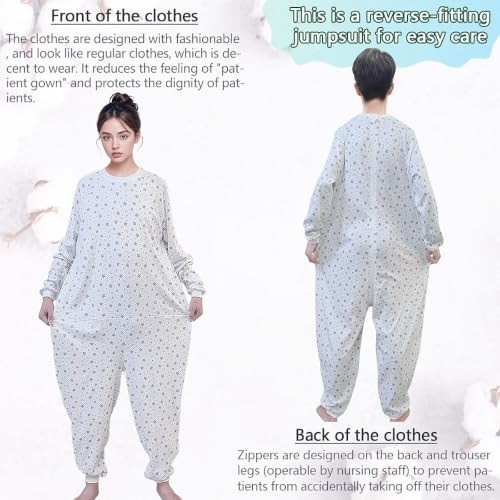 Image of Unisex Anti-Strip Jumpsuit with Back and Leg Zipper,Suitable for,Seniors,Alzheimer's,Incontinence Care,Dementia