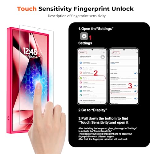 Image of SUPFINE Magnetic for Samsung Galaxy S24 Ultra Case with Screen Protector, (Built-in Magnets) (Military Grade Drop Protection) Slim Translucent Shockproof Phone Case,Hot Pink
