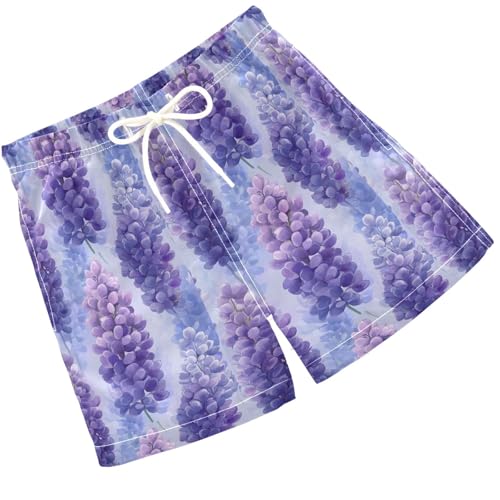 Pigsaly Boys Swim Trunks Lavender Gradient Flashing Glitter Boys Board Shorts Swimsuit Swimwear Summer Bathing Suit 5T