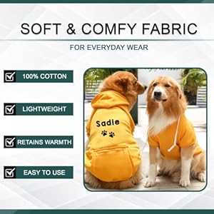 Personalized Dog Hoodie – Stylish Custom Dog Shirt with Embroidered Dog’s Name and Paws – Hooded Dog Sweatshirt Warm – Orange Cotton Dog Hoodies Winter Pullover with Pockets – X-Large