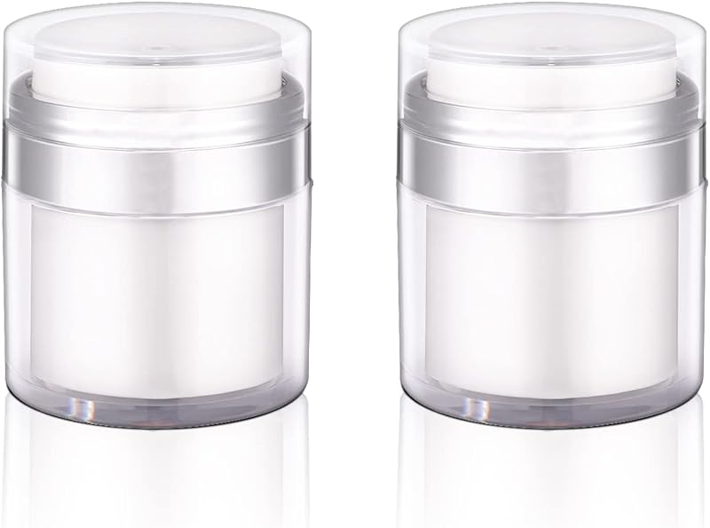 ASEVAT Frasco Cosmético Recarregável com Bomba Airless 50 mL Branco, Pacote com 2