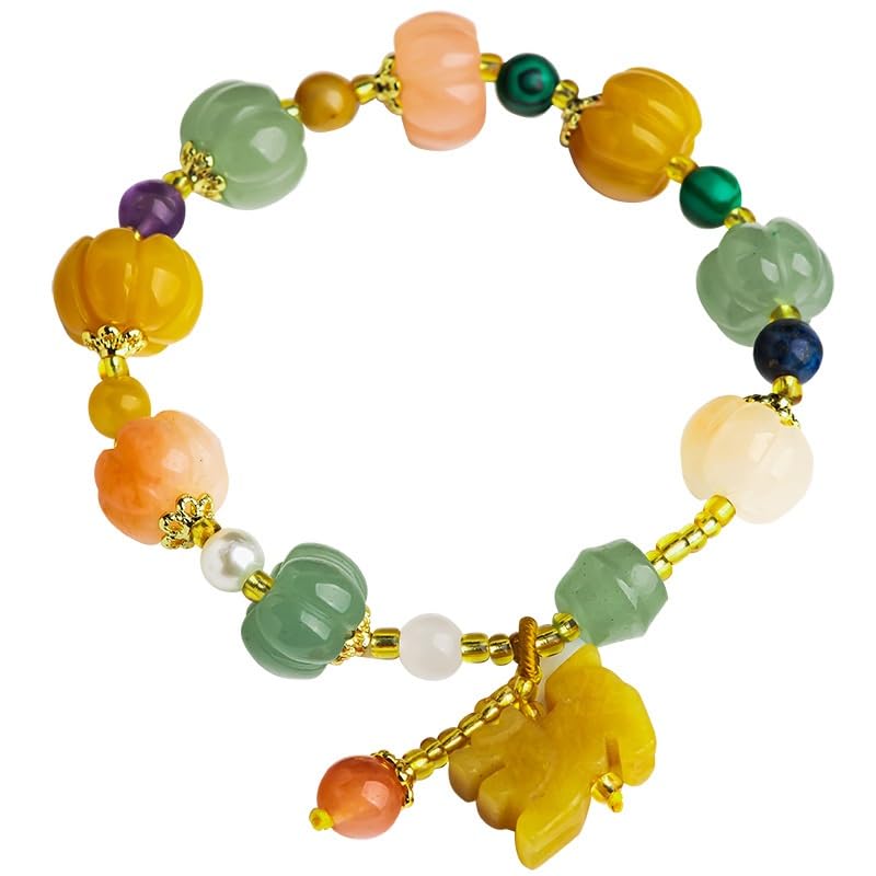 Perles de citrouille colorée et soie doré naturel anti-irritation