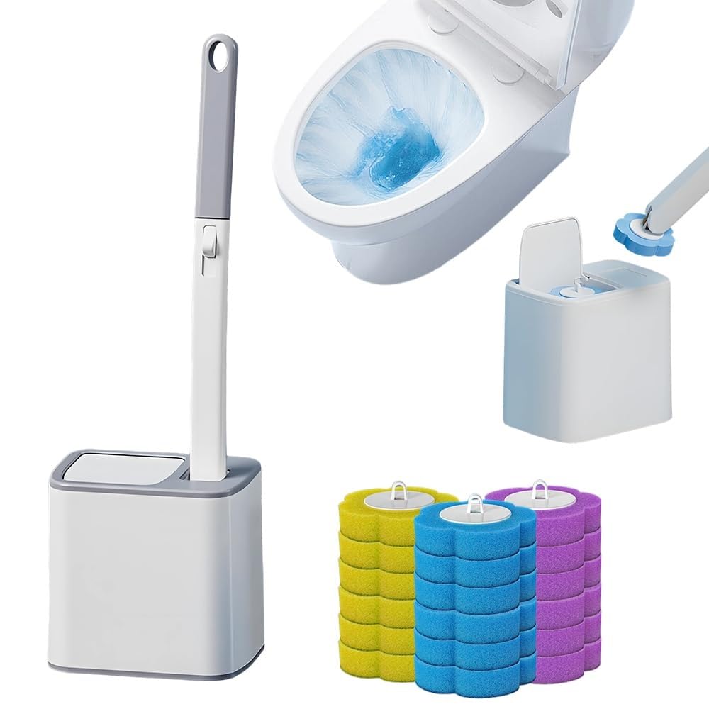 Compact Wall-Mounted Toilet Brush with Disposable Heads for Effortless Bathroom Cleaning