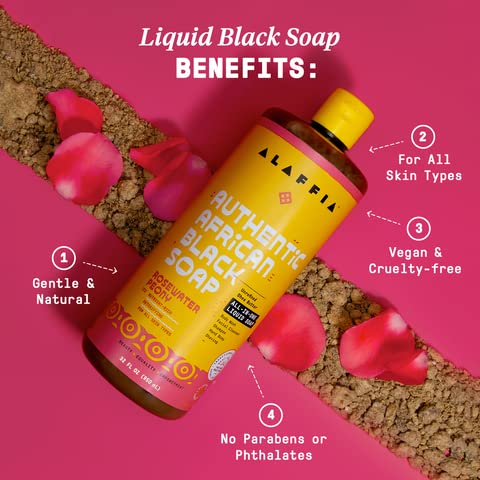 Alaffia All In One Rosewater Peony Authentic African Black Soap, 32 Fz #TOP6