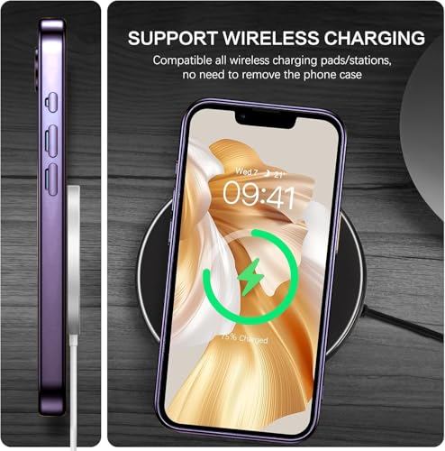 Image of VONZEE Electroplating Transparent Clear Logo Back Cover TPU Compatible with iPhone 17e / iPhone 16e Case, Compatible with Magsafe, Full Body & Individual Camera Protection for Each Lens (Deep Purple)