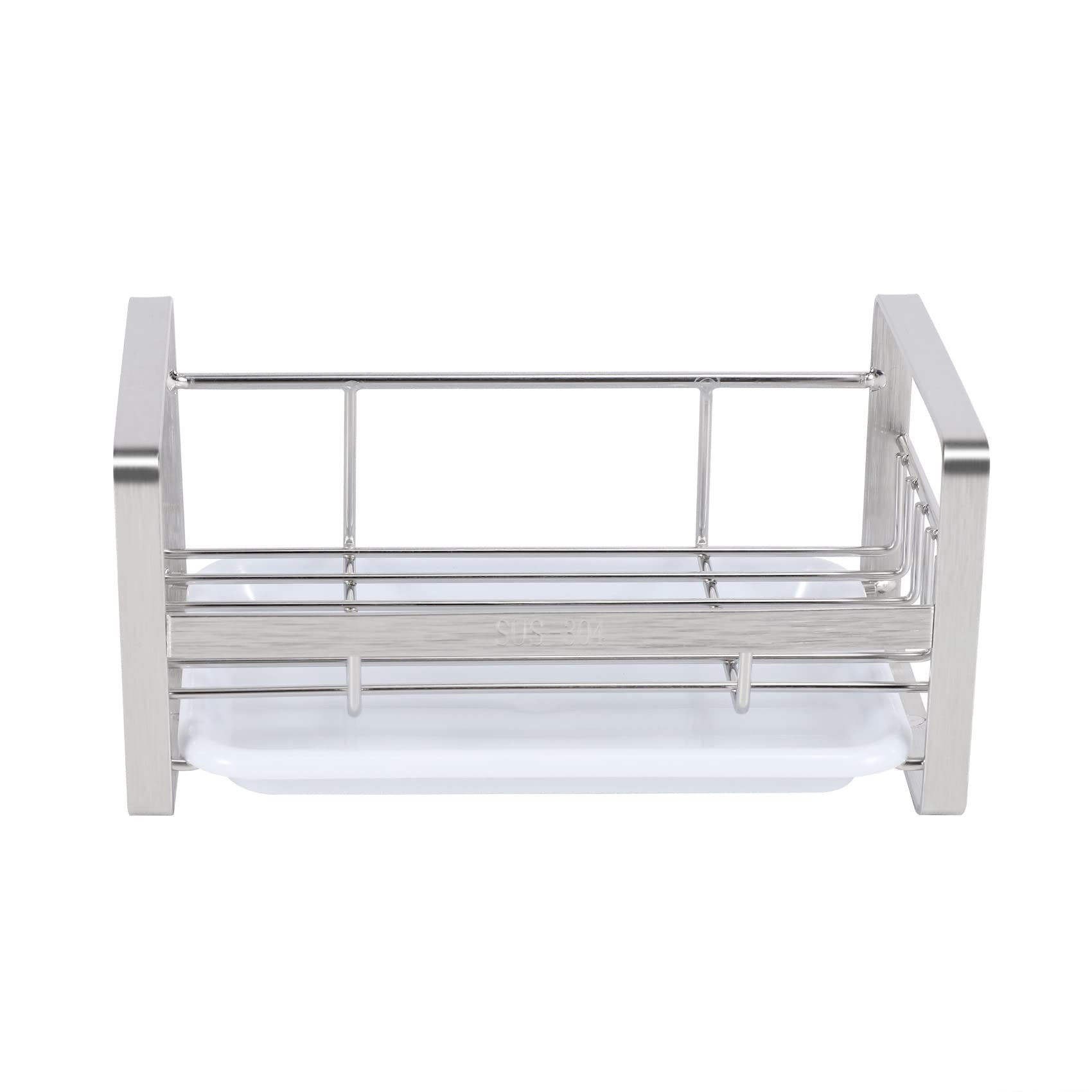 qimoi Sponge Holder, Sponge and Soap Holder for Kitchen Sink, 304 Stainless Steel Kitchen Dish Soap Tray Organizer