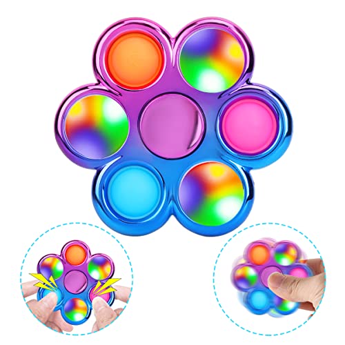 Aveloki Pop Fidget Spinner, Led Light Up Simple Fidget Pop Spinners, Finger Spinner with Led Light for Stress Reduction and Anxiety Relief, Party Favor Sensory for Children