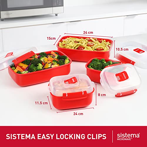 Sistema Microwave Food Storage Containers With Steam Release Vent, Dishwasher Safe, Dishwasher Safe, Red #TOP1