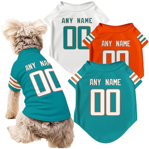 ANTKING Miami Dog T-Shirt Jersey Style Pet Clothes Custom Name and Number Gifts