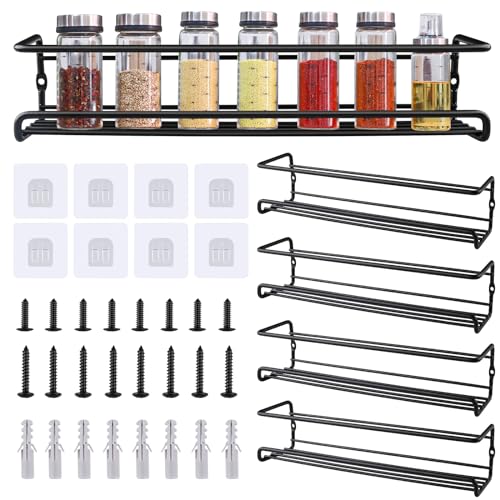 DoDuo Especieros para Cocina, 4 Piezas Organizador Especias Pared Estantes Cocina Sin Taladrar Especieros Para Cocina Armarios Baño y Hogar - 29×6,6×6,4cm Negro