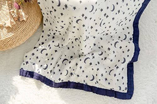 Little Jump Starry Sky Muslin Stroller Blanket - Bamboo Summer Blanket For Toddler - Oversized 47" X 47" - 2 Layers Muslin Baby Blanket For Baby Gir And Boy (Starry Sky) #TOP4