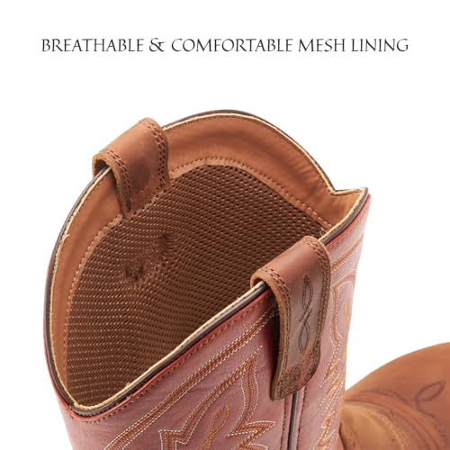 Image of SUREWAY Western Boots For Men - Mens Square Toe Cowboy Boot, Oil /Slip Resistant, Durable Fashionable Classic Pull on 10 Inch Mid-Calf Wellington Boots