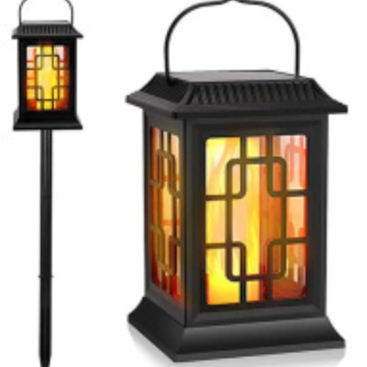 enjoydeal Solar Hanging Lanterns Waterproof Garden Pathway Lights with 2 Modes Flickering Flame Effect / Warm Light for Landscape, Path, Yard Christmas Decoration (2 Pack)