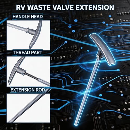 Image of RV Waste Valve Handle Replacement 12 inch, Waste Valve Extension Tube Kit, TX9HPB Drain Valve Handle, Extension Tube for RV Sewer Hose Kit, 1 Pack