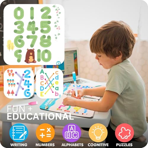 Image of Angel Kids Draw & Wipe | 64 Pages | Reusable Tracing Workbook Set | Alphabets & Numbers | Pen Control Training Book for Learning to Write | Hand Writing Preschool Educational Kit for Kids (Multicolor)