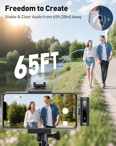 Image of GoorDik Wireless Lavalier Microphone for iPhone Recording Clip-on Mini Mic for iPhone /for iPad Video Recording with Rotatable Clip&Denoise Recording, Portable Mic Set for Content Creators