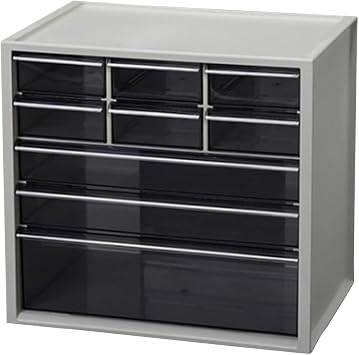 3 Type StorageIris Ohyama Cabinet Small Item Organizer Simple Lock Structure with Non-slip Rubber Feet Light Gray KC-350DR