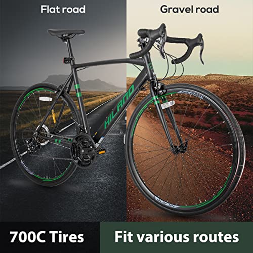 Hiland 700C Road Bike Aluminum Frame,Shimano 21 Speeds, 49/53/57cm Frame, Racing Bike for Mens Womens red/black/green - Image 6