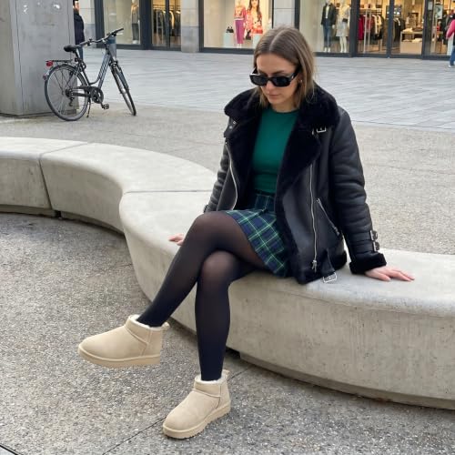 Image of CUSHIONAIRE Hip-3 Genuine Suede Leather Ankle Boots for Women - Pull On Cozy Faux Fur Boots Womens Shoes with Comfortable Memory Foam