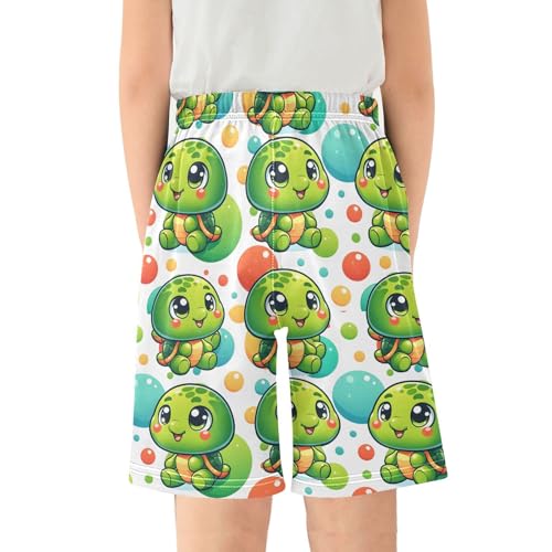 ALAZA Colorful Circles Sea Turtle Pajama Shorts Elastic Waist Casual Sleep Shorts with Pockets Size 6-142