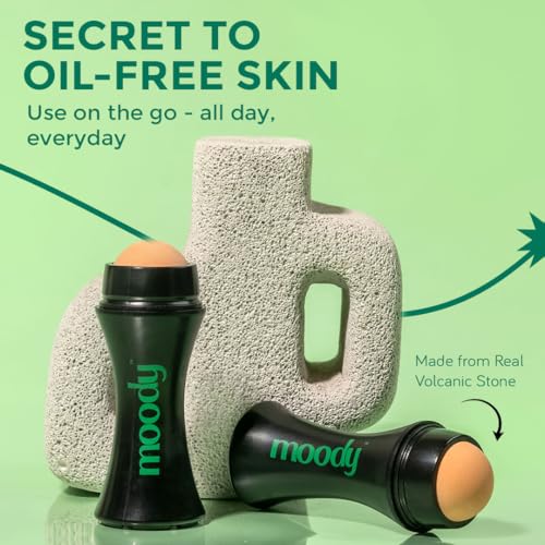 Moody Instamatte Mattifying Oil-Absorbing Volcanic Roller, Reusable Facial Skincare Tool Oil Control Roller for Oily Skin Care, Mattifying Face Roller - Image 3