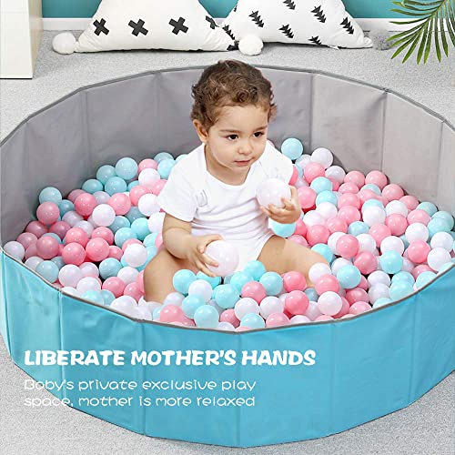 OMNISAFE 51x11.8Inch Kids Ball Pit Without Balls, Foldable & Portable & Reusable Balls Pit for Toddlers, Play Pit for Dog, Indoor & Outdoor Use, Oversized (Blue) - Thumbnail 7