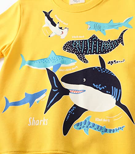 Image of LOKTARC Toddler Boys Graphic Crewneck Sweatshirts 2-Pack, Sizes 2T-7 | Cotton Blend French Terry, Dinosaur, Construction and Shark Graphics, Ribbed Trim, Preschool Daycare Outdoor