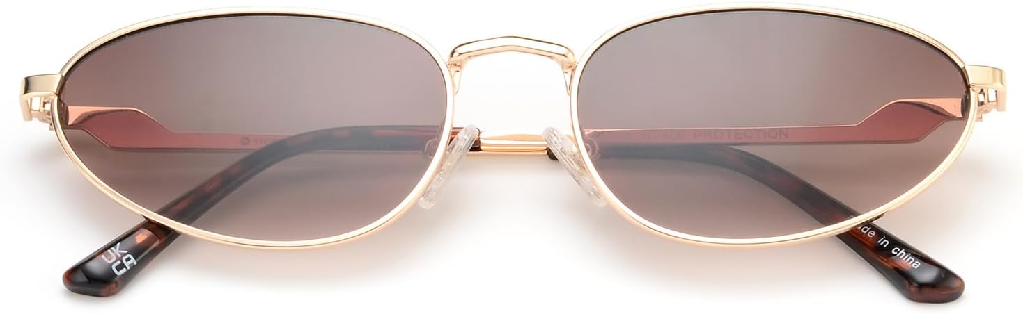 Retro Oval Sunglasses Womens Mens Trendy 2026, Fashion Y2K Narrow Oval Cat Eye Sun Glasses UV400 Protection VF2251 - Image 6