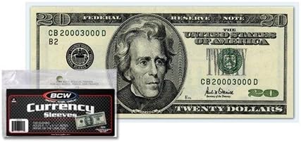 (100) US Currency Paper Money Bill Protector Sleeves for Regular Bills by BCW Model: Office Supply Store