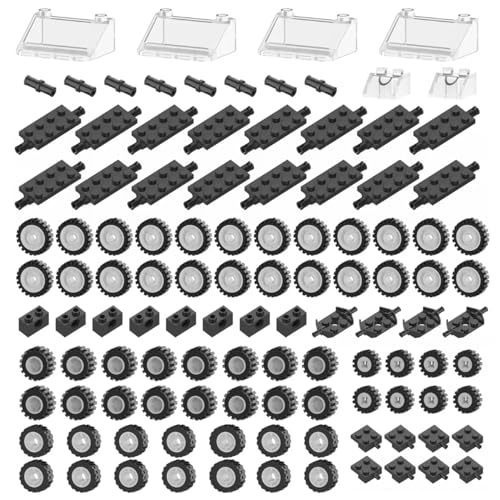 Wheels and Axles Sets Tires Building Kit with Windshield, Compati...