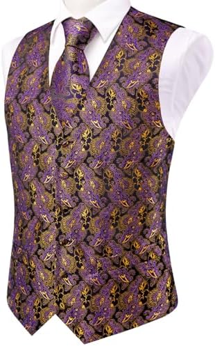 Mannen Vest Zijde Jacquard Paisley Bloemen Vest Tie Pocket Vierkante