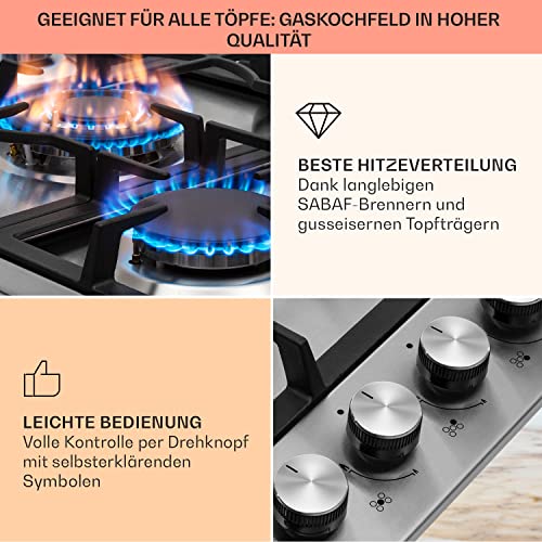 Gaskochfeld Klarstein 5 Flammen Einbau-Gaskocher für Zuhause und Wohnmobil