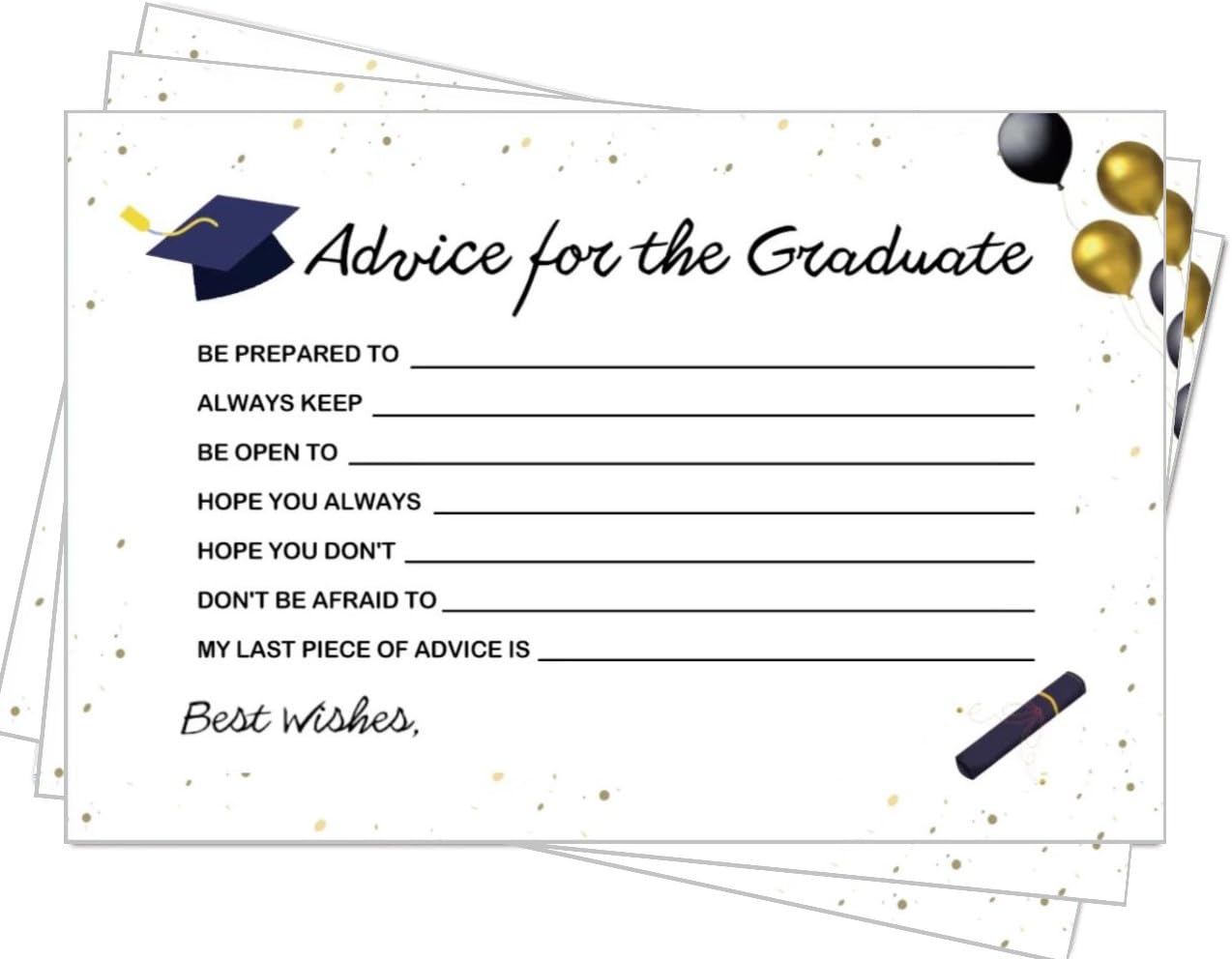 PINKEESEA 50 Pack Graduation Advice Cards 2026 Graduation Party Supplies Party Favors for Guests Advice for the Graduate